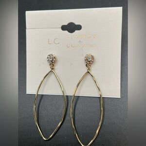 LC LAUREN CONRAD GOLDTONE RHINESTONE DROP EARRINGS NWT